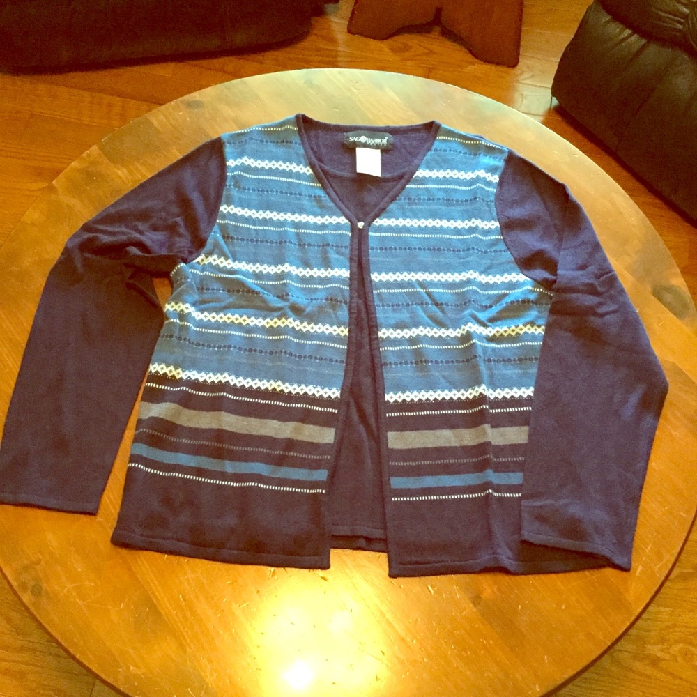 Sag Harbor 2 in 1 Navy with stripe Sweater